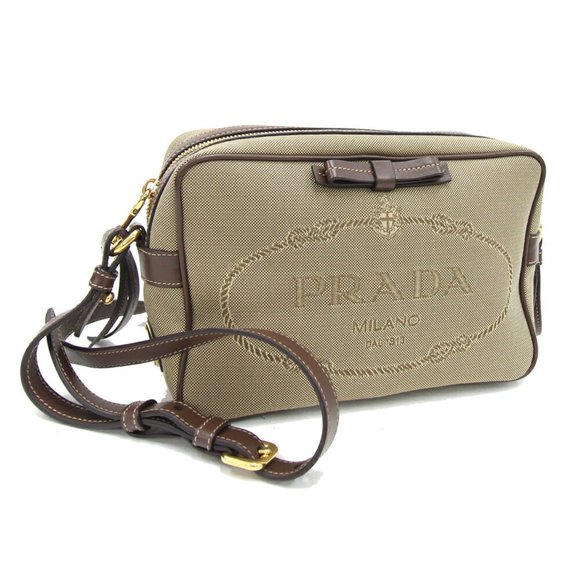 PRADA CANVAS LEATHER ONE SHOULDER BAG Prada Shoulder Bag 1BH089 